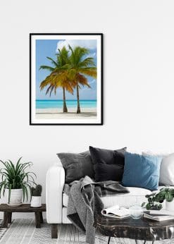 Two Palmtrees On A White Sandy Beach